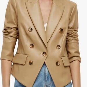 Veronica Beard Cooke lamb leather jacket.